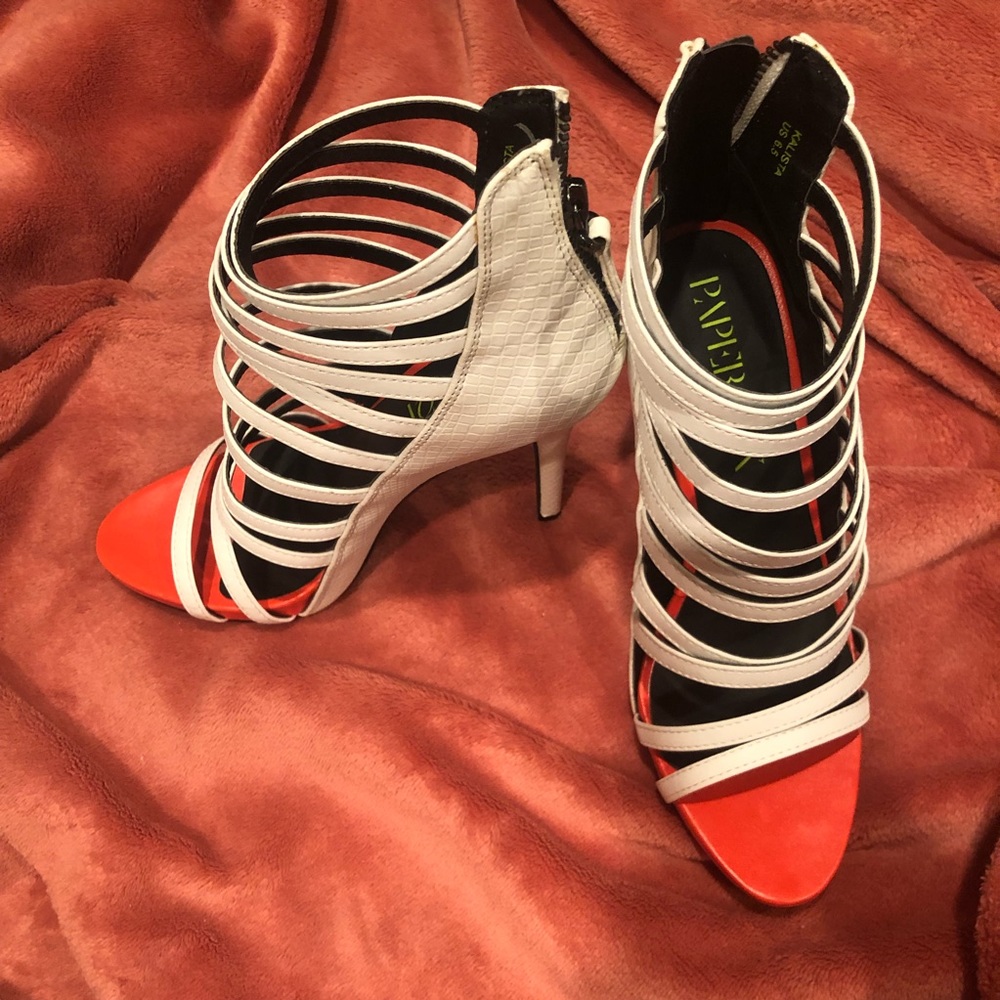 Paperfox White Strappy Heels